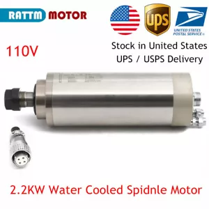 【USA】 2,2 KW 110 V wassergekühlter Spindelmotor ER20 400Hz 2-polig für CNC-Fräsmaschine - Bild 1 von 12