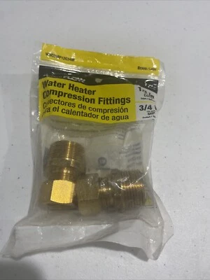 Water Heater 1/2 Compression to 3/4 MIP Adapter Fitting Water Oil Gas (2 pk) New - Image 1 of 4