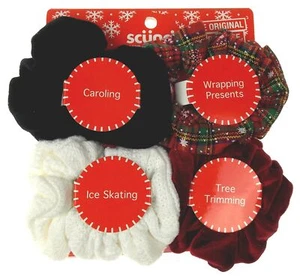 Scunci Set Haargummi Scrunchie Weihnachten Urlaub rot schwarz weiß kariert großes Geschenk - Bild 1 von 1