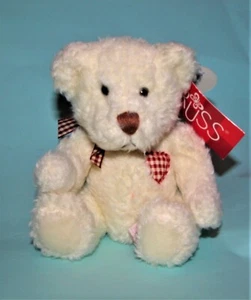 Russ Berrie plush #18915, Valentine, cream bear w heart NEW 5 in sitting romance - Picture 1 of 4