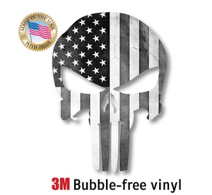 SKULL AMERICAN FLAG BLACK AND WHITE STICKER DECAL USA MADE - Bild 1 von 2