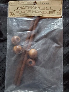 Creative Wood Products Macrame Stained Wood Purse Handles Size 9" One Pair - Picture 1 of 2