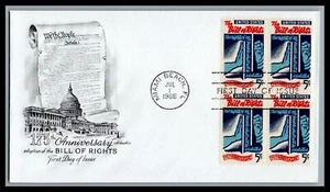 US FDC # 1312 5c Bill of Rights Artmaster BLOCK 1966, 9L613 - Picture 1 of 1