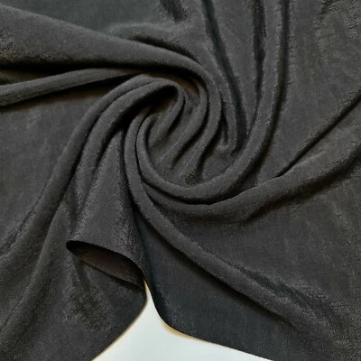 Black 100% Polyester Crepe Fabric Non-Stretch Dress Craft Material 58" Meter - Image 1 of 3