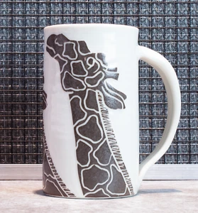 Karis Swink Barry Studio Pottery Giraffe Mug Signed Hard To Find - Picture 1 of 3