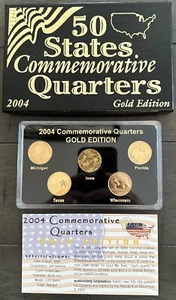 2004 50 States Commemorative Quarters ~ Gold Edition Set COA & Original Box - Picture 1 of 2