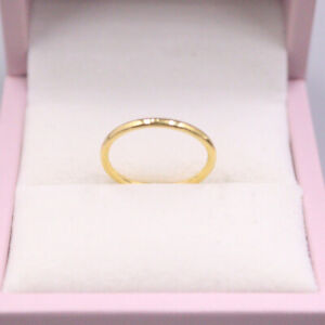 1pcs Pure 24K Yellow Gold Ring Women 3D Polish Surface Thin Circle Ring US 6.5