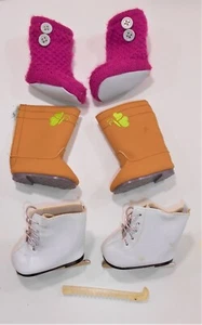 3 Pairs AMERICAN GIRL Doll Shoes -Boots -Ice Skates w/ One Runner Protector - Picture 1 of 1