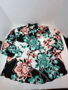 Chicos Women’s 4 (18/20) Plus Floral V Neck Poly Top Career - Picture 1 of 12