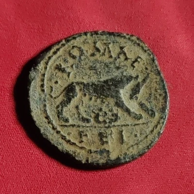 Emperador romano Caracalla Dupondius 198-217 dC Antigua moneda romana SheWolf y gemelos Foto 1 de 4