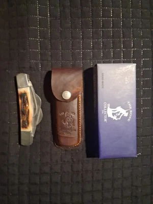 Faca de bolso dobrável The Bone Collector USA BC-820 4 lâminas com estojo de couro - Imagem 1 de 2