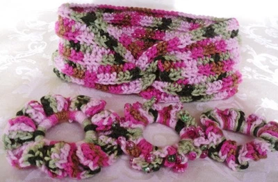 Diadema retorcida calentador de orejas para mujer con 3 crujientes de cabello a juego nuevo ganchillo Foto 1 de 3