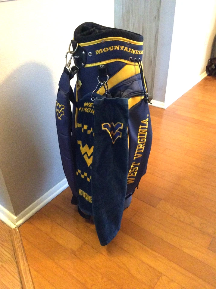Bolsa de golf West Virginia Mountaineers azul totalmente bordada con dos toallas Foto 1 de 4