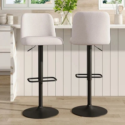 Set of 2 Swivel Bar Stools with Mid Back, Counter Chairs for Kitchen & Dining - Image 1 of 4