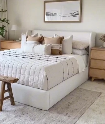 NWT QUINCE EUROPEAN LINEN BOX QUILT SET  KING  / CAL KING SAND RETAIL $229.90 - Image 1 of 4