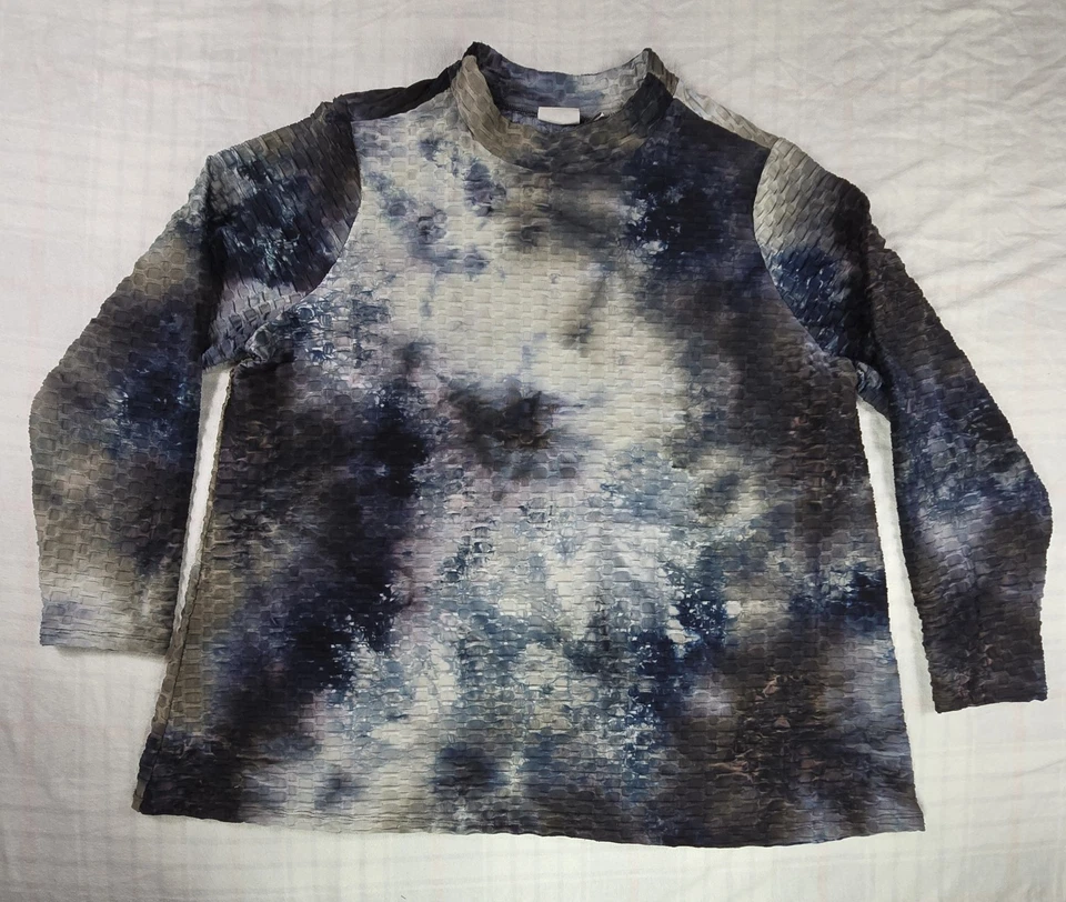 LOGO de Lori Goldstein Mujer Tie Dye Túnica Top Waffle Texturizado Suave Acogedor 2X Foto 1 de 4