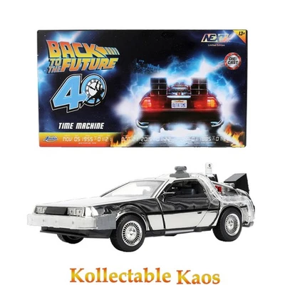 1:24 Jada - Back to the Future DeLorean Time Machine Chrome Next Level Collector - Image 1 of 4