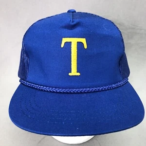 YUPOONG BRAND BLUE WIDE BRIM MEAH BACK EMBROIDERED T ADJUSTABLE SNAPBACK CAP/HAT - Picture 1 of 7