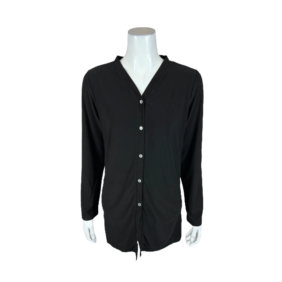 Dennis Basso Women's Sweater Italia Knit Cardigan Solid Black Medium Size - Image 1 of 2