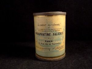 Ancienne boîte publicitaire tôle épicerie enfant miniature Phospatines Falières