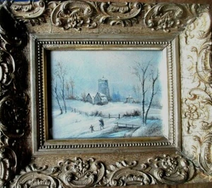 WILHELM TROST >Schneelandschaft< SIGNIERT + dat.1897, geschnitzter Holz-Rahmen - Bild 1 von 12