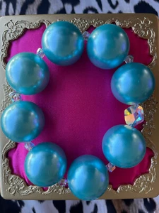 Luly Lu ""Cloud City"" GROSSES leicht aquablaues AB Swarovski Kristall Perle Armband - Bild 1 von 5