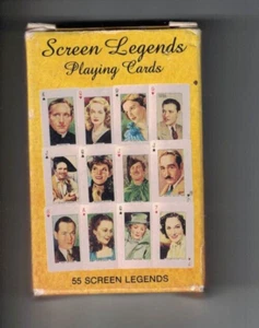 SCREEN LEGENDS PLAYING CARDS - 55 FILM STARS (inc. Judy Garland) 3 missing - Picture 1 of 3