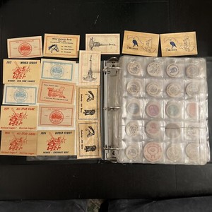 250+ Wooden Nickels + Dollars Coins Currency in Sleeves in Binder Vintage