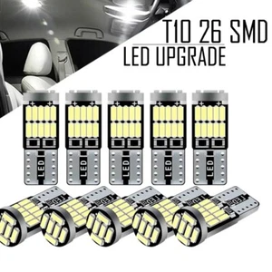 T10 CAR LED BULBS 501 26 SMD XENON WHITE W5W SIDELIGHT INTERIOR WEDGE TYPE PLATE - Picture 1 of 6