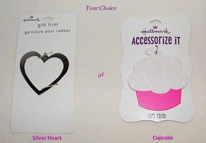 New Hallmark Gift Trim . Silver Heart OR Cupcake w/ Shimmer Icing . You Choose - Picture 1 of 6