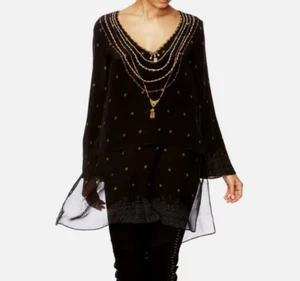 Camilla Lucky Stars Silk Top Size XS /AU 8 /US 4 Blouse With Side Split Underlay - Picture 1 of 19