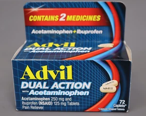 Advil Dual Action with Acetaminophen combination of 125mg Ibuprofen & 250mg 72ct - Picture 1 of 4