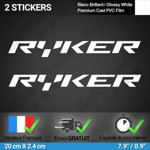 Lotto 2 Adesivi per Ryker Can-Am Bianco Brp Tuning Autoadesivo Logo 900 Quad 600