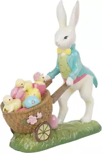 Easter Party Decorations Bunny Décor - Resin Rabbit Statue Pushing Easter Eggs C - Picture 1 of 12