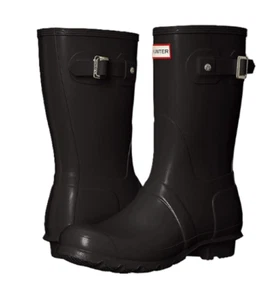 Hunter Original kurze wasserdichte Damen-Regenstiefel, schwarz Größe 10 NEU - Bild 1 von 5