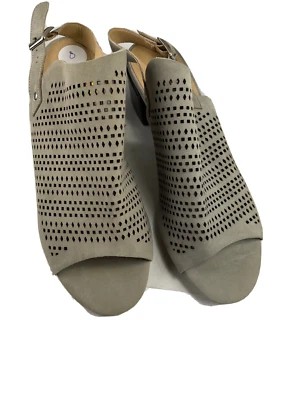 NUEVO VanEli Talla 8 Gris Corte Láser Perforado Correa de Tobillo Punta abierta Zapatos de Tacón Bloque Foto 1 de 4