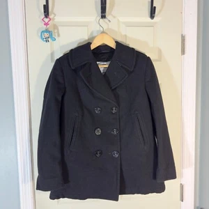 DSCP Quarterdeck Collection Wool Peacoat Black SIZE 8R Navy VTG Jacket Coat - Picture 1 of 6