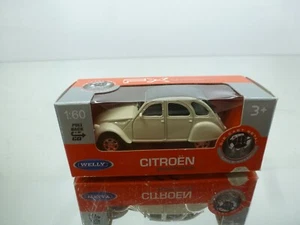 WELLY CITROEN 2CV - CREAM 3-inch 1:60 PULL BACK - GOOD CONDITION IN BOX - 250 - Imagen 1 de 4