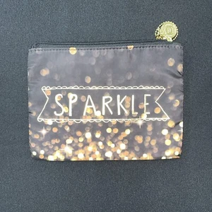 Bath & Body Works Cosmetic Makeup Toiletry Bag Case "SPARKLE" Small Black Gold - Picture 1 of 7