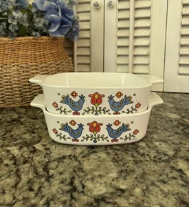 (2) CorningWare Country Festival Friendship 1 QT Casserole Dish A-1-B - Picture 1 of 9