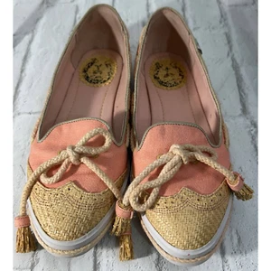 Miss L-Fire Pink Anthropologie Palm Shade Loafers Flats Shoes Size 39 8.5 - Picture 1 of 8