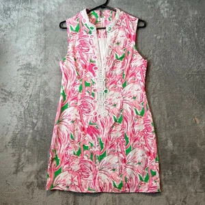 Lilly Pulitzer Alexa Etuikleid Pink Colony Flamingo Double Zip Gr. 10 Resort - Bild 1 von 10