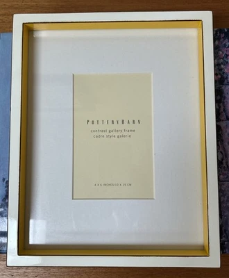 Marco de galería Pottery Barn Outlet en contraste 4x6 blanco amarillo nuevo en caja Foto 1 de 4