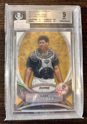2010 Bowman Sterling Prospects Gold Refractor Gary Sanchez 1/50 Graded 9 - Image 1 of 2