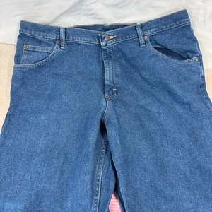Wrangler Men’s Jeans 38x32 Blue Denim Stretch Zip Fly – Made in Mexico - Picture 1 of 6