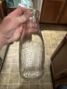 Willow Brook Dairy Embossed Quart Milk Bottle Mount Vernon New York NY - Picture 1 of 14