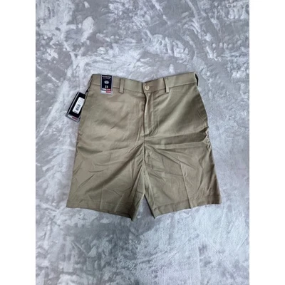 Roundtree & Yorke Mens Flat Front Classic Fit Travel Smart Shorts Khaki 33x9 NWT — 第 1/4 张图片