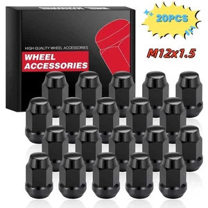20PCS 1.39 inch Black M12x1.5 Wheel Nut 3/4" Hex Bulge Acorn Lug Nuts 19mm Hex - Picture 1 of 8