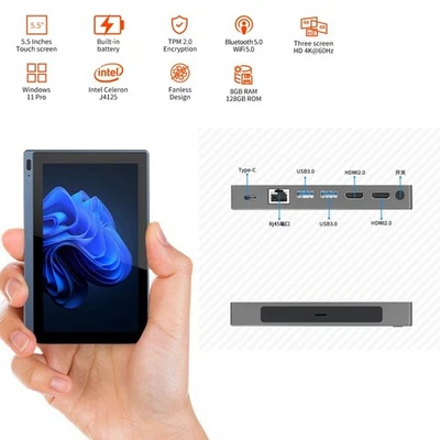 Tablet Window 11 Mini Pc 5.5" Touch Screen Mini Computer J4125 8gb+128gb Wifi  - Image 1 of 4