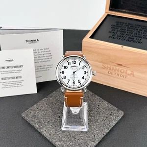 Shinola Runwell White Dial Tan Leather Strap 47mm Men's Watch - Picture 1 of 8